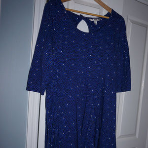 Blue Heart-Patterned Skater Dress